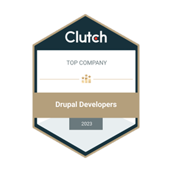 Clutch "Top Company" badge for Drupal Developers, 2023.