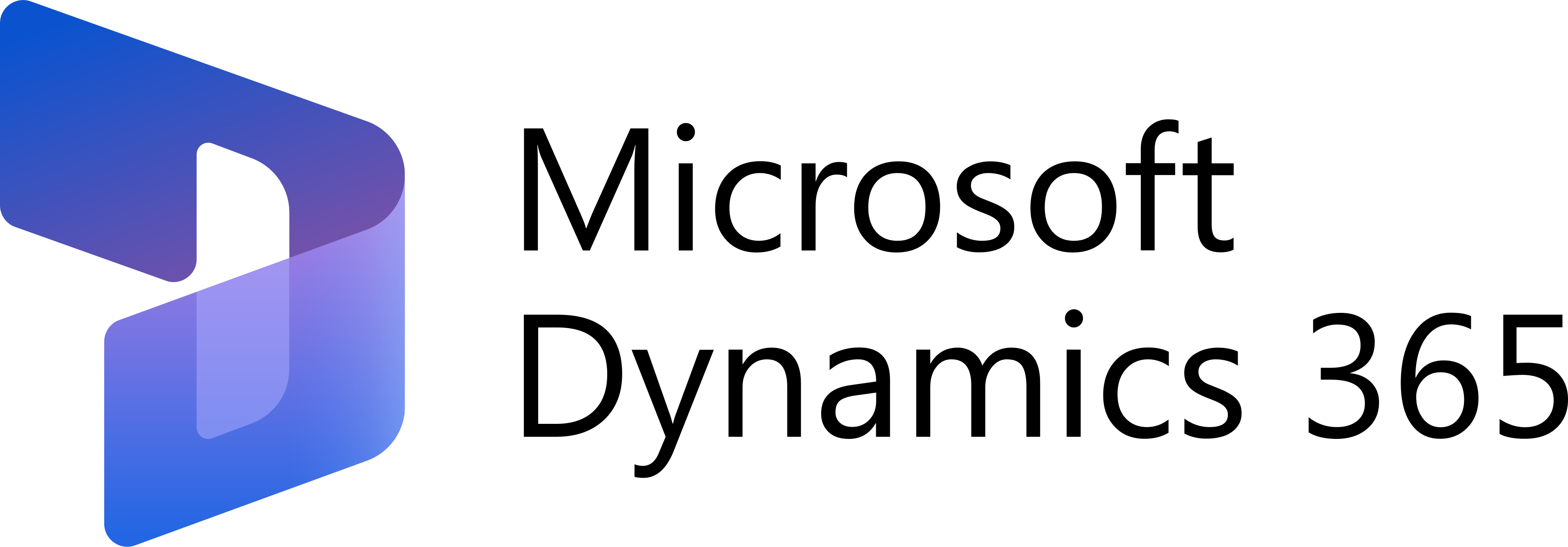 Microsoft Dynamics 365 logo with blue geometric icon.